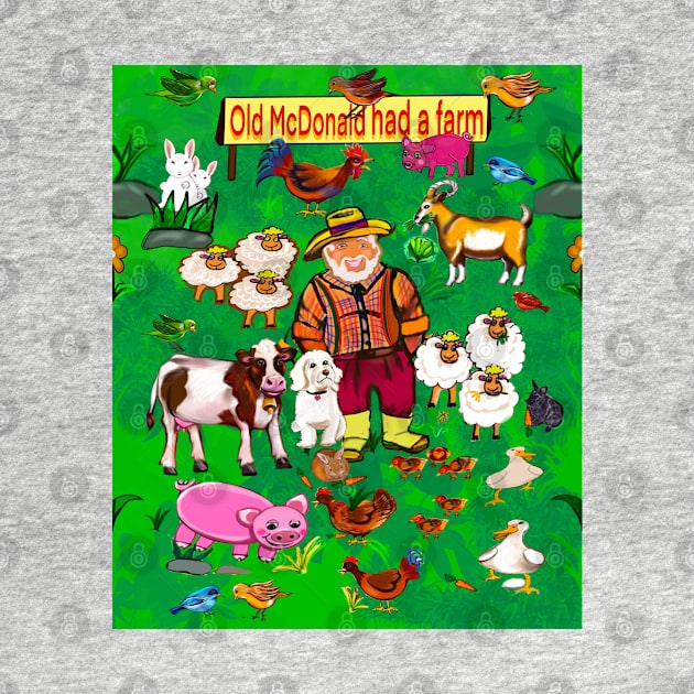 Old Macdonald had a farm and on that farm he had a goat,rooster, dog, cow, duck, sheep by Artonmytee